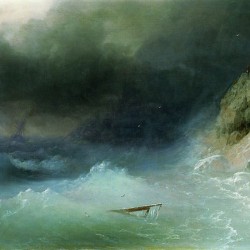 The Tempest near rocks